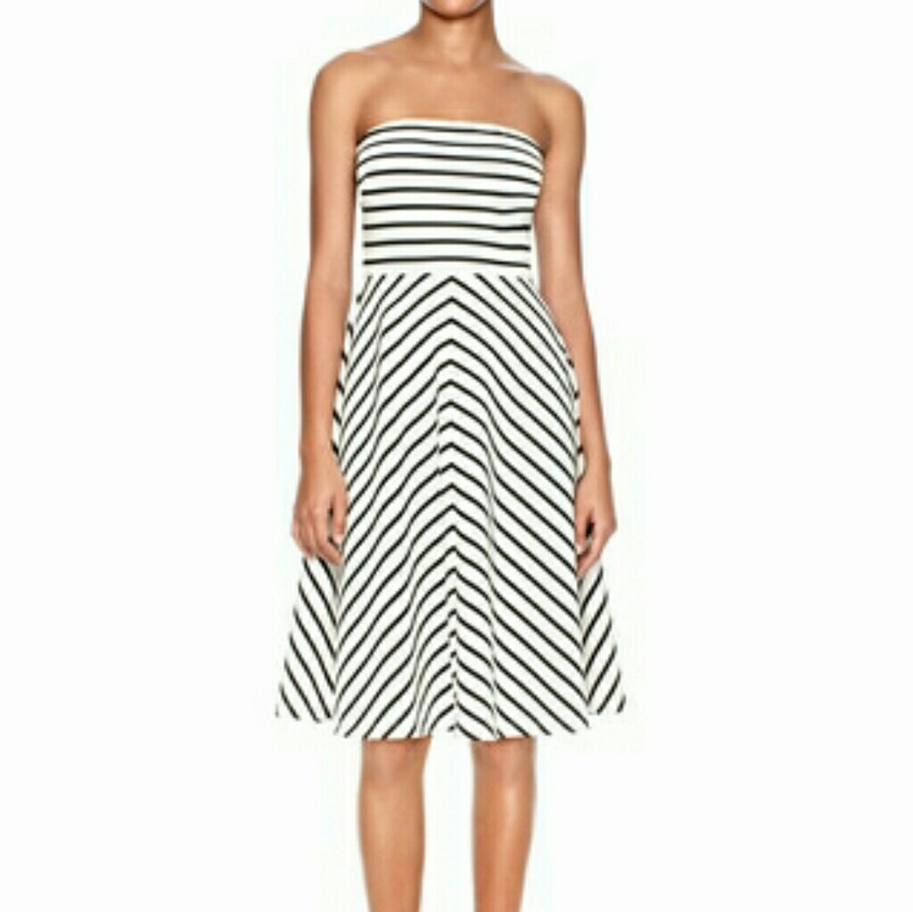 The Limited Strapless Stripe Ponte Dress - Picture 1 of 8